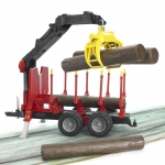 BRUDER 02252 FORESTRY TRAILER WITH LOADING CRANE, 4 TRUNKS AND GRAB