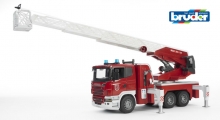 BRUDER 03590 SCANIA R-SERIES FIRE ENGINE, SLEWING LADDER, WATERPUMP + L&S MODULE