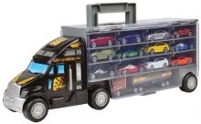 MOTORMAX 78137 23 PULG TRUCK CARRY CASE W 4 PC 3 PULG CARS + 1 PC 7.5 PULG BIG RIG