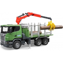 BRUDER 03524 SCANIA R-SERIES TIMBER TRUCK WITH LOADING CRANE AND 3TRUNKS