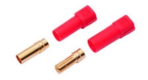 HYPERION HP-FG-CON60-RED 6.0MM GOLD CONNECTORS ( 1 MALE + 1 FEMALE + RED INSULATOR )
