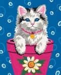 DIMENSIONS 91367 FLOWER POT KITTEN PAINT BY NUMBER ( 8 PULGX10 PULG )