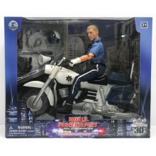 MCTOYS 90174 WORLD PEACEKEEPERS POLICE OFFICIER WITH MOTORBIKE AND ACCESSORIES
