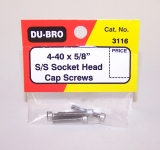DUBRO 3116 SS 4-40 X 5/8 PULG. SCKT HD CAP SCREWS ( 4 PCS PER PACKAGE )