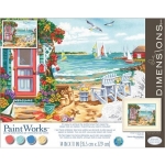 DIMENSIONS 91676 SUMMERTIME INLET ( BEACH, CHAIRS, HOUSE, SAILBOATS ) PAINT BY NUMBER ( 14PULGX11PULG )