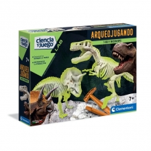 CLEMENTONI 55054 ARQUEOJUGANDO T REX Y TRICERATOPS FOSFORESCENTE
