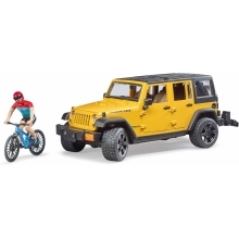 BRUDER 02543 JEEP WRANGLER RUBICON UNLIMITED WITH 1 MOUNTAIN BIKE AND CYCLIST