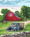 DIMENSIONS 91733 SUMMER FARM ( OLD PICKUP TRUCK/BARN/HORSE ) PAINT BY NUMBER ( 16PULGX20PULG )