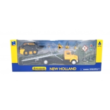 NEWRAY 16183 1:43 PETERBILT ROLL-OFF W/ NEWHOLLAND CONSTRUCTION TRACTOR