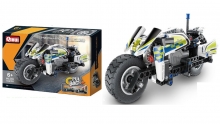 QIHUI 5806 TECH BRICKS PULL BACK POLICE MOTORBIKE 193 PCS
