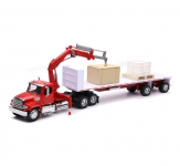 NEWRAY 10993 1:32 FREIGHTLINER 114SD FLATBED W/CRANE AND SHORT PIPE