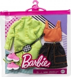 MATTEL GRC92 BARBIE FASHION 2-PACK WITH ORANGE TOP AND BLACK SKIRT AND GREEN LOVE TOP AND PINK SHOES