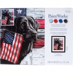 DIMENSIONS 91793 PATRIOTIC DOG ( BLACK LAB ) W FLAG PAINT BY NUMBER ( 11 PULGX14 PULG )