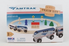 REALTOY RT45 AMTRAK WOODEN TRAIN SET ( 20PCS ) ( MAGNETIC CARS, TRACK & ACCESS )