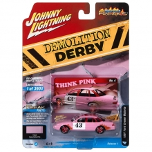 JOHNNY JLSP296A 1:64 1997 FORD CROWN VICTORIAA? ( DEMOLITION DERBY ) PINK