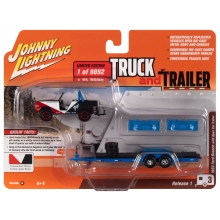 JOHNNY JLSP301A 1:64 1966 FORD BRONCO W OPEN TRAILER & TIRES WHITE