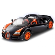 RASTAR 43900 1:18 2014 BUGATTI VEYRON GRAND SPORT VITESSE, MATT BLACK ORANGE