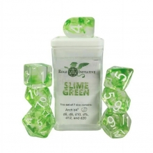 ROLE4 50404-7C SETS OF 7 DICE DIFFUSION WITH ARCH D4 SLIME GREEN