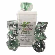 ROLE4 50504-7C SETS OF 7 DICE DIFFUSION WITH ARCH D4 DARK FOREST