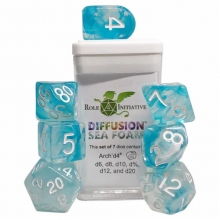 ROLE4 50512-7C SETS OF 7 DICE DIFFUSION WITH ARCH D4 SEA FOAM