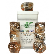 ROLE4 50517-7C SETS OF 7 DICE DIFFUSION WITH ARCH D4 VOLCANIC BLAST