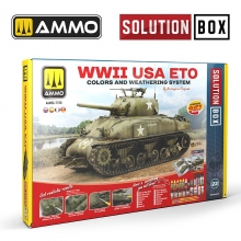 AMMO MIG JIMENEZ AMIG7728 SOLUTION BOX 20 WWII USA ETO COLORES Y SISTEMA DE ENVEJECIMIENTO