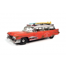 AUTOWORLD AW312 1:18 1959 CADILLAC ELDORADO AMBULANCE SURF SHARK RED