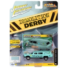 JOHNNY JLSP180B 1:64 HAULIN HEARSE ( DEMOLITION DERBY ) FLAT LIGHT TEAL