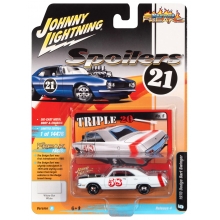 JOHNNY JLSP211A 1:64 1970 DODGE DART ( SPOILERS ) GLOSS WHITE W RED STRIPE