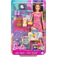 MATTEL HXN01 BARBIE SET DE JUEGO FIESTA DE PIJAMAS CON PERRITOS