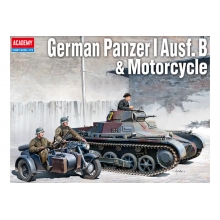 ACADEMY 13556 1:35 GERMAN PANZER I AUSF B & MOTORCYCLE