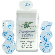 ROLE4 50116-7C SET OF 7 DICE WITH ARCH D4 TRANSLUCENT CLEAR