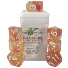 ROLE4 50530-7C-S SET OF 7 DICE WITHARCH D4 SORCERERS BLOODLINE WITH SYMBOL HECHIZERO