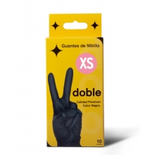 DOBLE GUANTES NITRILO NEGROS 10 UNIDADES TALLA XS