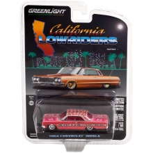 GREENLIGHT 63010A 1:64 CALIFORNIA LOWRIDERS SERIES 1 1964 CHEVROLET IMPALA LOWRIDER PINK WITH ROSES SOLID PACK