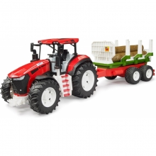 BRUDER 03453 ROADMAX TRACTOR WITH FORESTRY TRAILER AND 3 TRUNKS