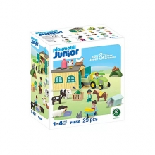 PLAYMOBIL 71656 JUNIOR AVENTURA EN LA GRANJA CON TRACTOR, REMOLQUE Y AMIGOS ANI
