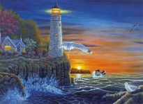 ROYAL PAL18 ADULT PAINT BY NUMBER WATRSD LIGHTHOUSE 15X11-1:4